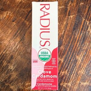 RADIUS USDA Organic Toothpaste Clove Cardamom Fluoride Free Sensitive 3oz NEW